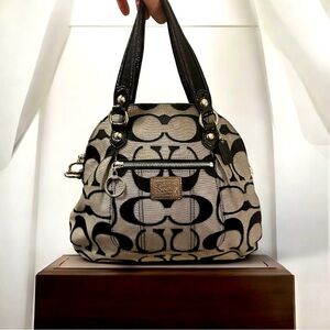 Vintage grey black Coach Poppy handbag with crossbody strap